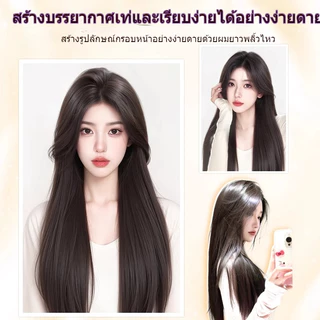 70 ซม.วิกผมผู้หญิ วิกผมตรงผมยาว สีน้ำตาลอ่อน/วิกผมยาวตรงสีดำแบบครอบหัว ดูธรรมชาติ สังเคราะห์ วิกผมคอสเพลย์ คุณภาพสูง