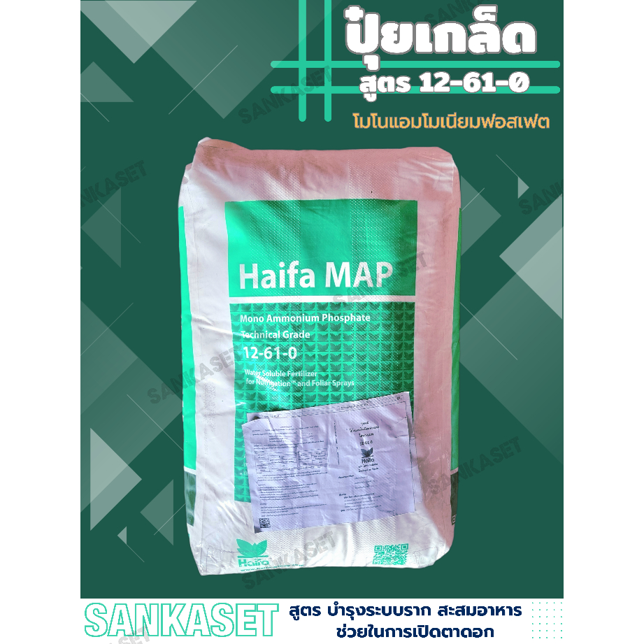 🔥 ปุ๋ยเกล็ด 12-61-0 🔥 (Haifa อิสราเอล) Monoammonium Phosphate MAP สูตร บำรุงราก เปิดตาดอก บรรจุ 25 ก