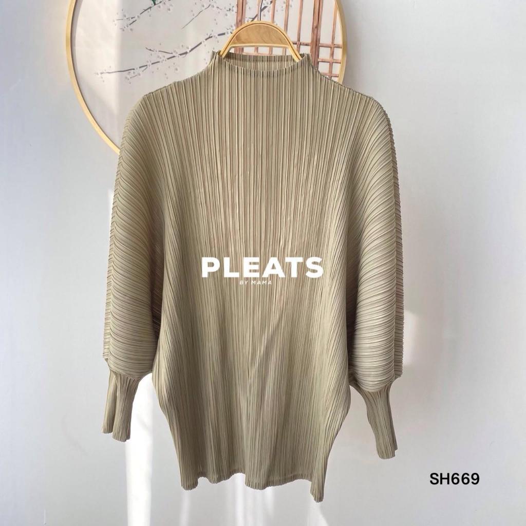รหัส SH669 ( เสื้ออัดพลีทยาว 26 นิ้ว ) PLEATS BY MAMA SHIRT