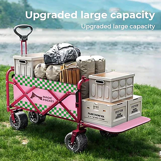 Magic pocket รถเข็นแคมป์ปิ้ง พับได้ รับน้ำหนัก 300kg ล้อใหญ่10นิ้ว ลูกปืนยางตัน พร้อมล็อค แบบพกพา