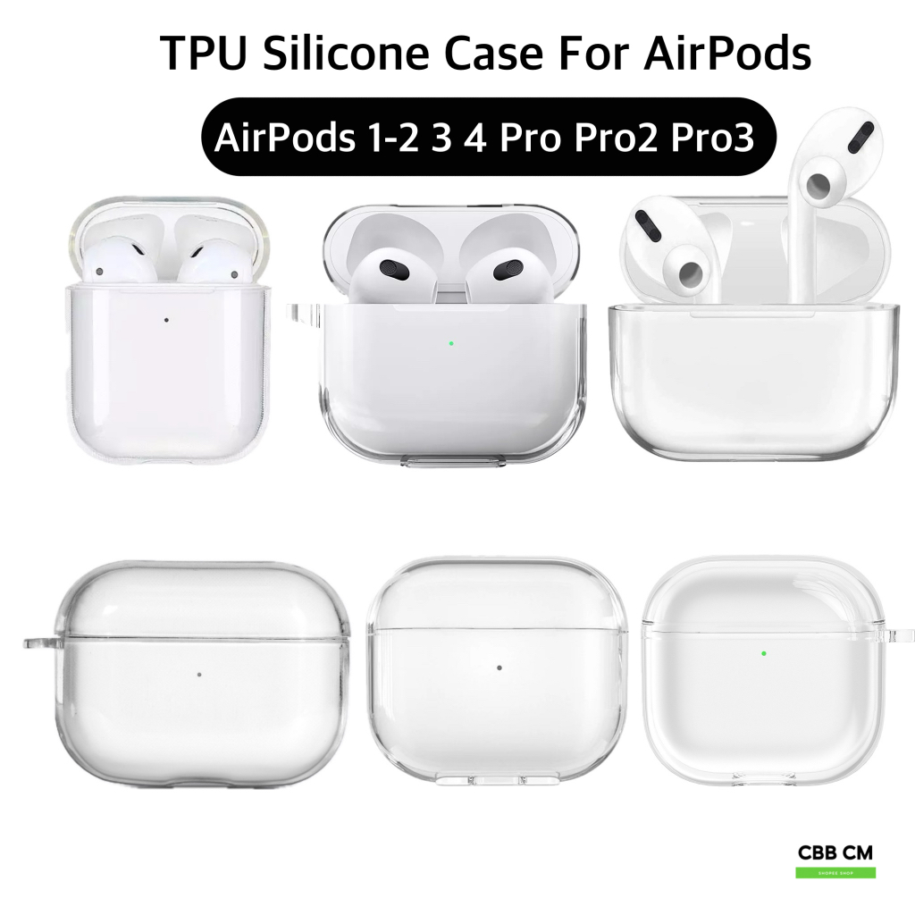 Airpods Case TPU เคสสำหรับแอร์พอร์ต1-2 3 4 Pro Pro2 Pro3 เคสหูฟังแบบใส เคสแอร์พอต กันรอย กันกระแทก