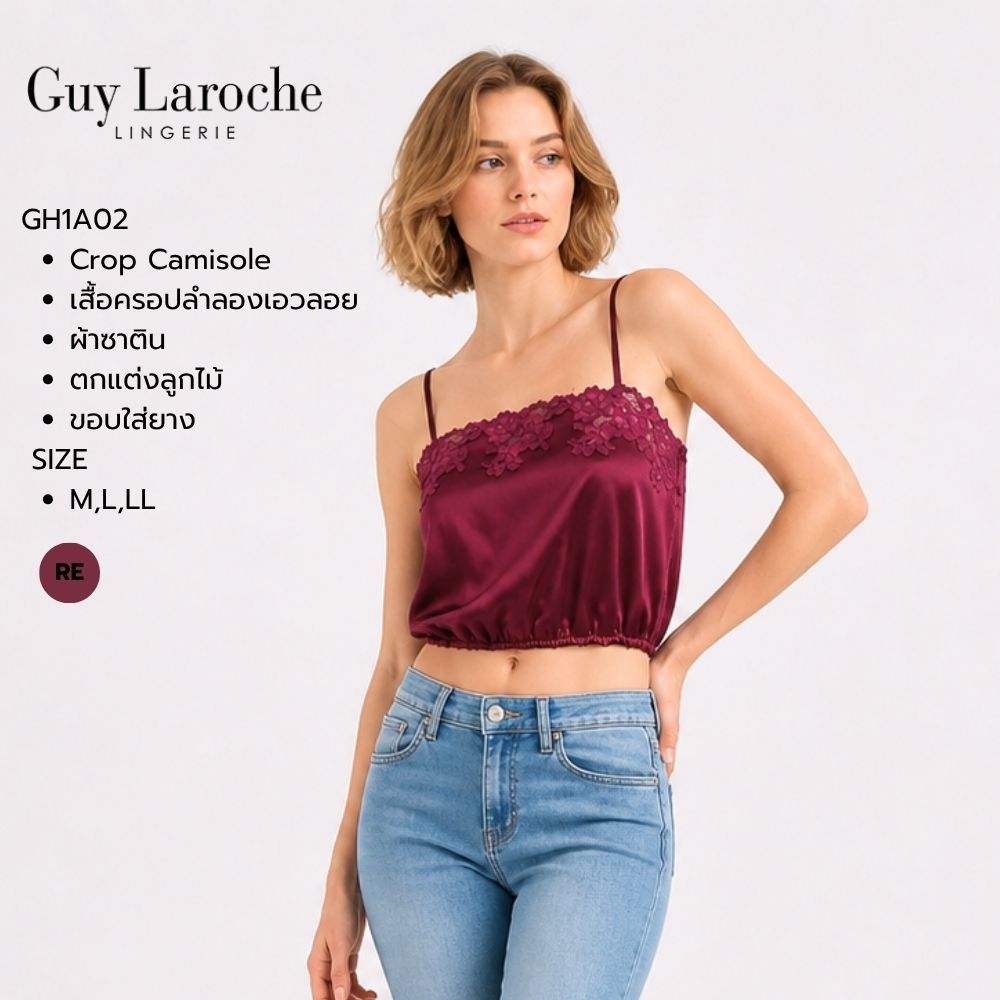 Guy Laroche เสื้้อสายเดี่ยว/เสื้อลำลอง  รุ่น  GH1A02   ผ้าซาตินแต่งลูกไม้