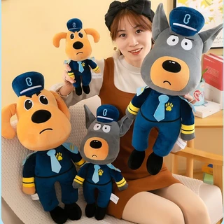 ตุ๊กตานายอําเภอลาบราดอร์ของเล่นนุ่มและน่ากอดตุ๊กตาสัตว์สีเหลือง/เทา 60 ซม.45 ซม.30 ซม.