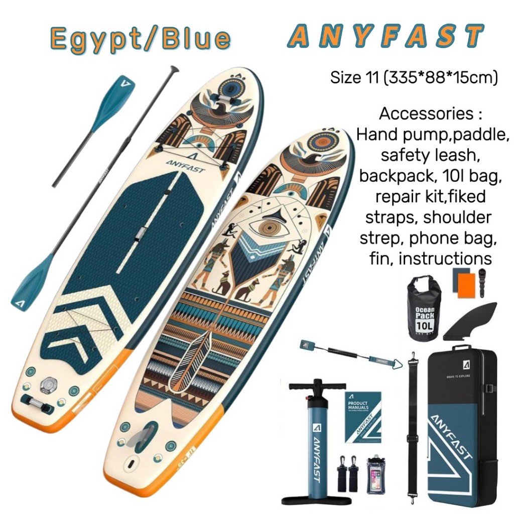 แพดเดิลบอร์ด แบบเป่าลม พร้อมอุปกรณ์ Inflatable SUP board ANYFAST Egypt Blue extra wide 335*88*15 wit
