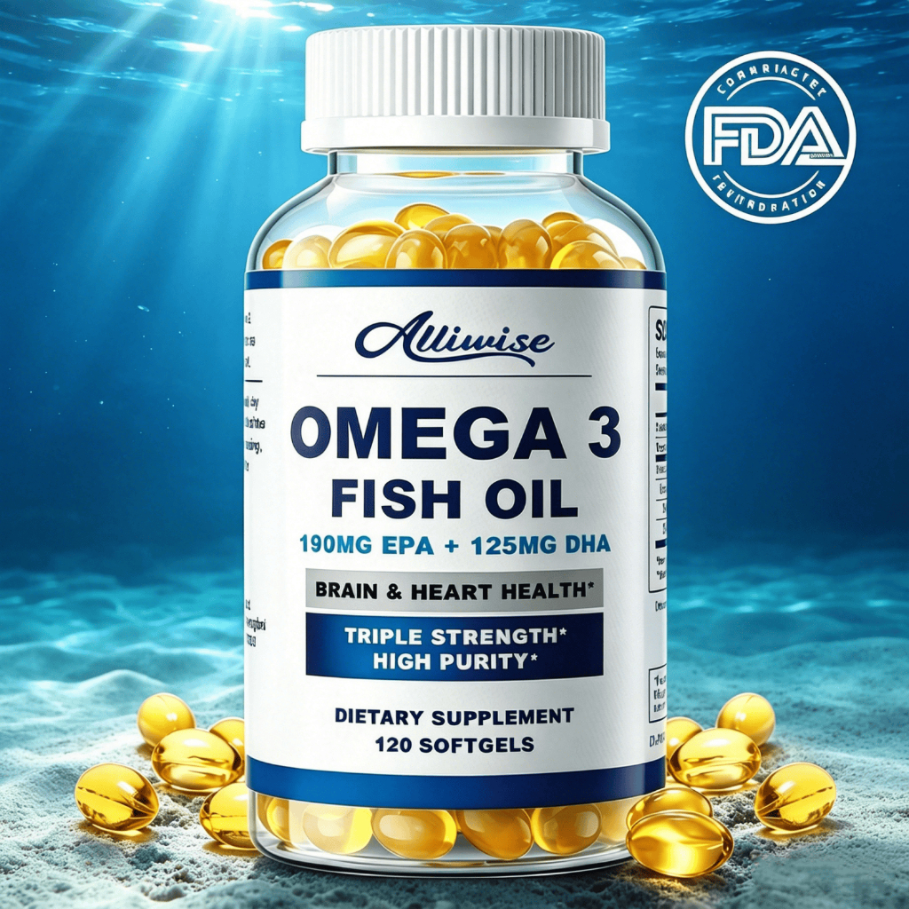 Fish Oil Omega-3 Fน้ำมันปลาโอเมก้า 3 120 แคปซูล ดูแลหัวใจและสมอง สูตรดูดซึมได้ง่าย อาหารเสริมประจำวัน