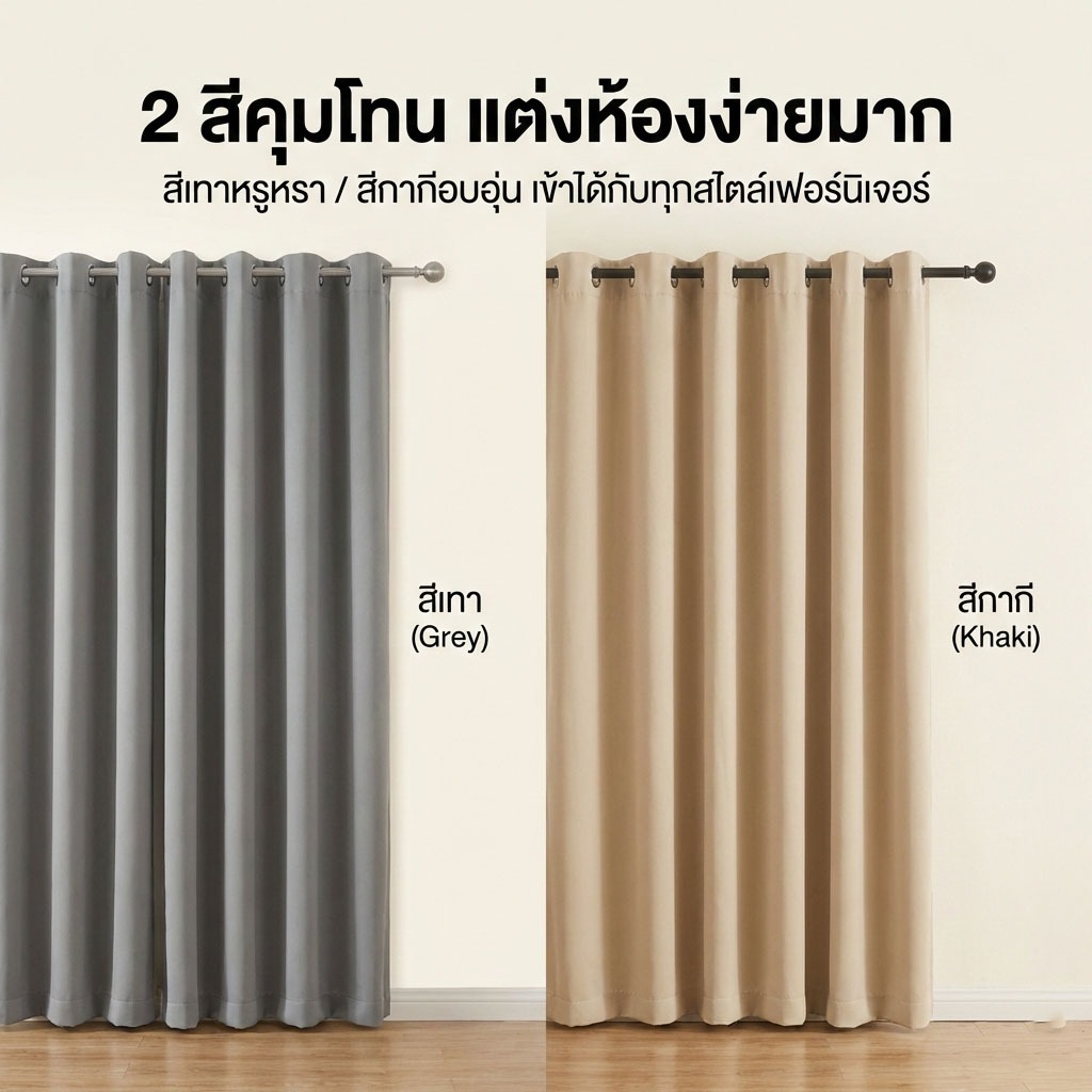 DS ผ้าม่านกันแสง ผ้าม่านกั้นห้อง ติดตั้งง่าย ม่านสีพื้น ฉนวนกันความร้อน COD