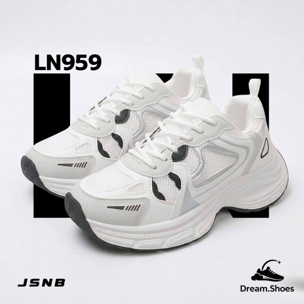 JSNB รองเท้าผ้าใบผู้หญิง พื้นหนา ทรงสวย ใส่เดินเที่ยว สายแฟชั่น [LN959]