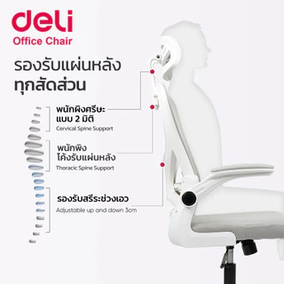 [ฟรีเบาะ]Deli เก้าอี้ออฟฟิศ เก้าอี้สำนักงาน พนักพิงศรีษะ2D ปรับเอน ปรับความสูงได้ Office Chair