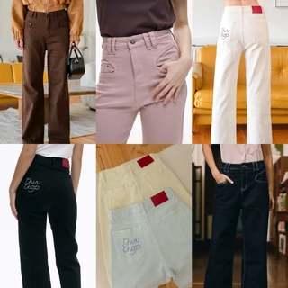[พร้อมส่ง] CHUUCHOP (XS-4XL) - Rocky road jeans กางเกงยีนส์เอวสูง ผ้ายืด ทรงสวย ลุคมินิมอล ใส่สบาย (C9100)
