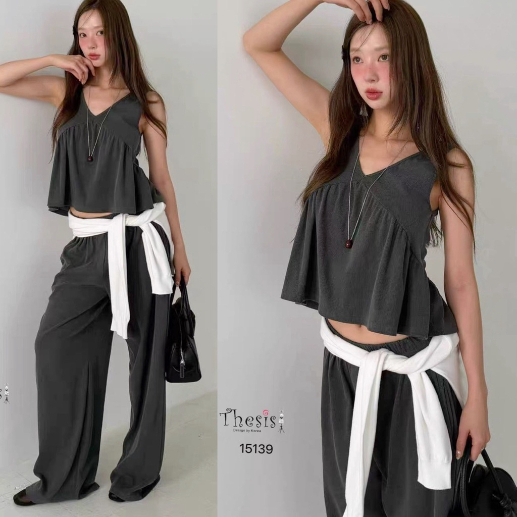 ชุดเซ็ต2ชิ้น เสื้อกล้ามชายระบาย+กางเกง