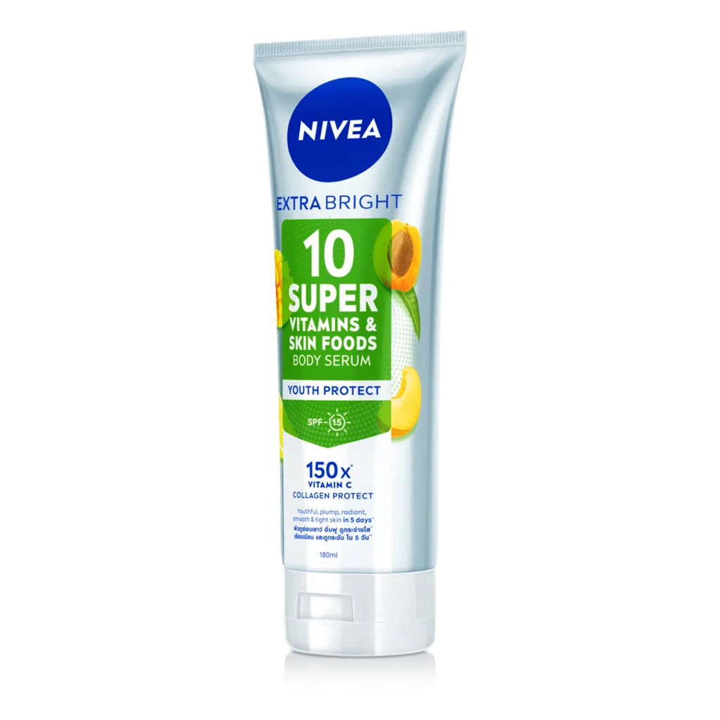 EXP 10/2026บำรุงผิวกาย นีเวีย เอ็กซ์ตร้า ไบรท์ SPF50 ปกป้องผิวจากแดด 180ml
