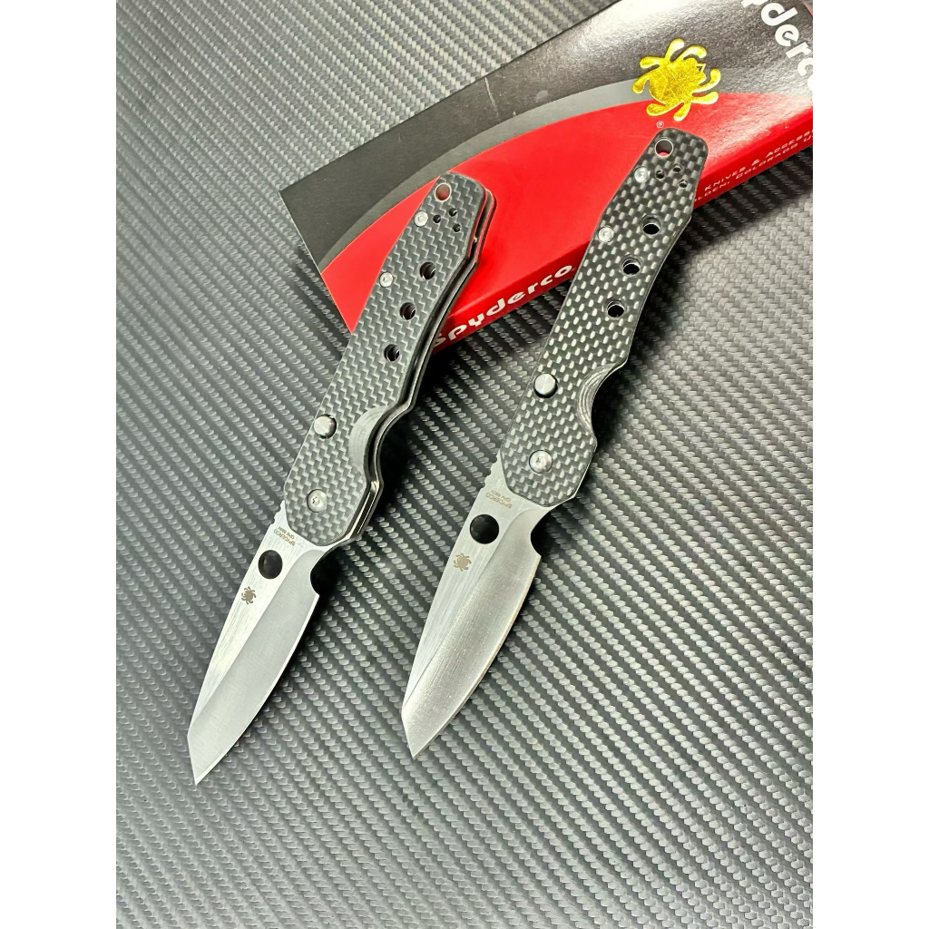 Spyderco 🕷️ แมงมุม C240 รุ่นคาร์บอนไฟเบอร์ มีดพับ ขอบตัด: S30V จัดการ: คาร์บอนไฟเบอร์ ความแข็ง: 59-60HRC