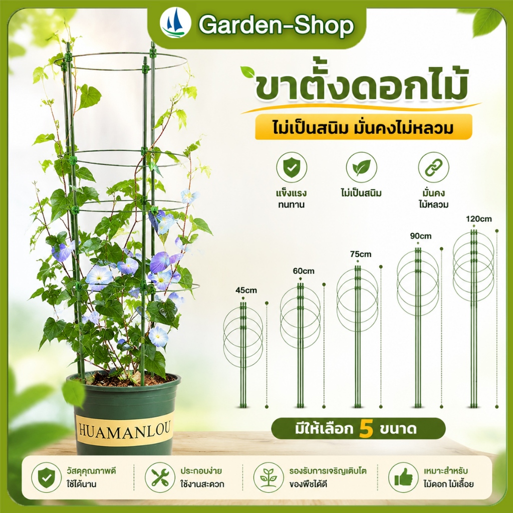 【COD】กรงพืช โครงเถาวัลย์ เสามะเขือเทศ 3pcs ซุ้มไม้ โครงปลูก 45/60/75/90/120ซม อุปกรณ์สำหรับพืชไม้เลื้อย ไม้เลื้อย 2