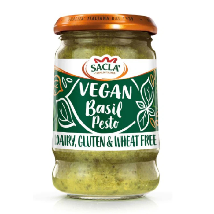 ซอสเพสโต้โหระพาสูตรวีแกน Vegan Basil Pesto 190g Sacla brand