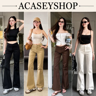 Acasey กางเกงขายาวผู้หญิง ขาม้า ผ้าคอตอน ยืดหยุ่น เอวต่ำกลาง Kiki low waist รุ่นกิกี้ ไซส์ S - 3XL