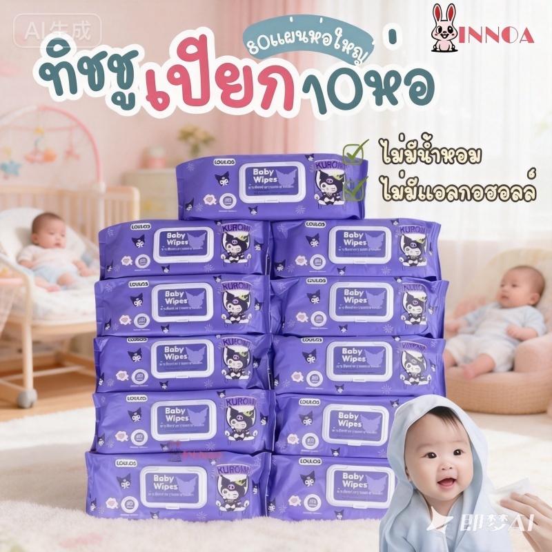 ทิชชู่เปียกเด็ก ผ้าเช็ดทำความสะอาดแบบเปียก ไวพส์ ขนาดจัมโบ้ ใยพุทธ เนื้อนุ่ม สำหรับทารกและเด็กเล็ก【พร้อมส่ง】