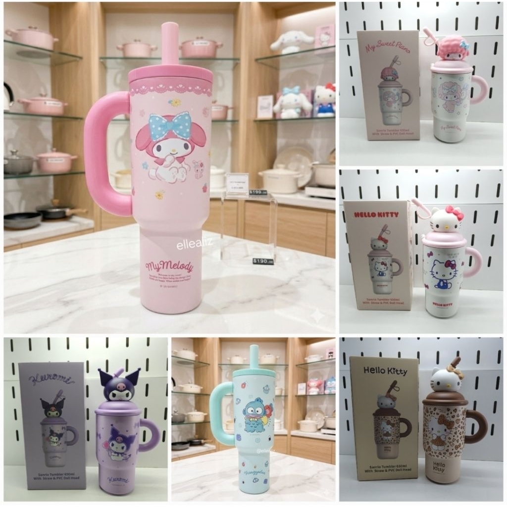 พร้อมส่ง แก้วน้ำสแตนเลสซานริโอ้มีหูจับ เคลือบเซรามิก 1200 มล สแตนเลส304 650ml ลายลิขสิทธิ์แท้