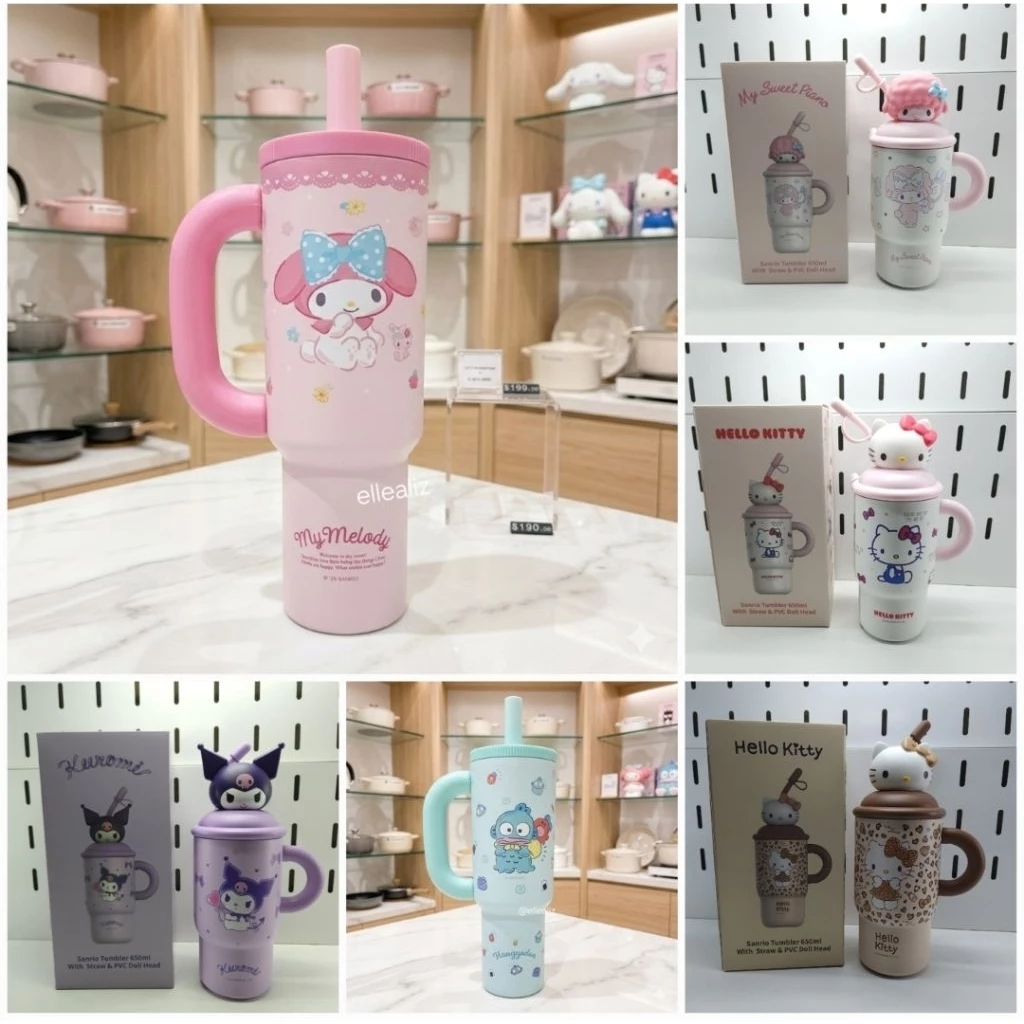 พร้อมส่ง แก้วน้ำสแตนเลสซานริโอ้มีหูจับ เคลือบเซรามิก 1200 มล สแตนเลส304 650ml ลายลิขสิทธิ์แท้