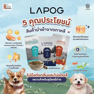 โปรแรง 3 ถุง ลดทันที 300 ! LAPOG อาหารสำหรับสุนัขแพ้ง่าย สูตรผิวหนัง อาหารเม็ดนุ่มเคี้ยวง่าย 1 กิโลกรัม MADE IN KOREA