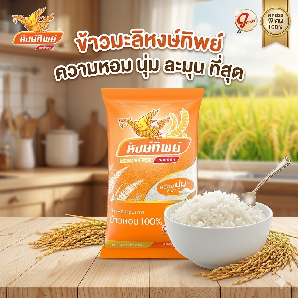 หงษ์ทิพย์ ข้าวหอมมะลิใหม่ 100% 5 กก.