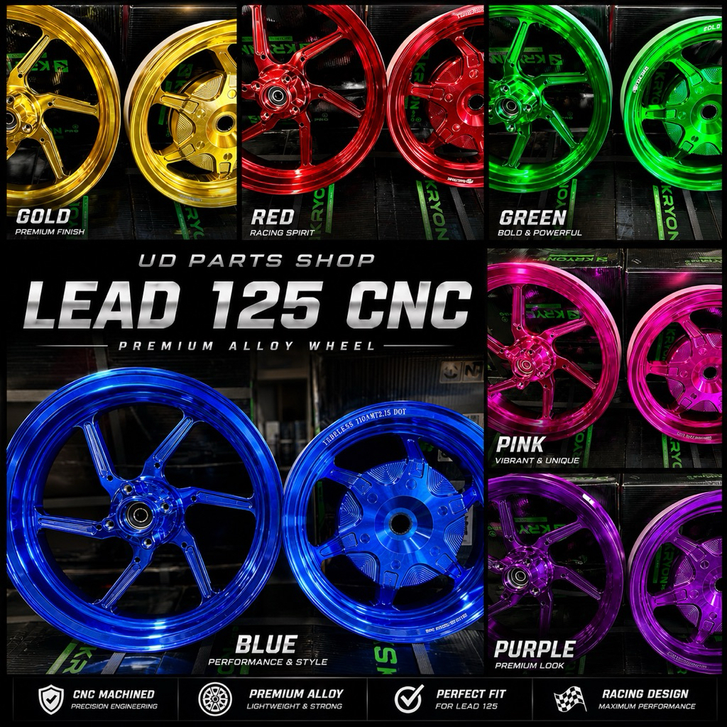 ล้อแม้ก CNC LEAD 125  KRYOn PRO ขนาด หน้า 2.50*12 หลัง 275*10 ตรงรุ่นไม่ต้องแปลง FRee‼️ทูปเลส สแตนเลส ฟรี มูลค่า 200