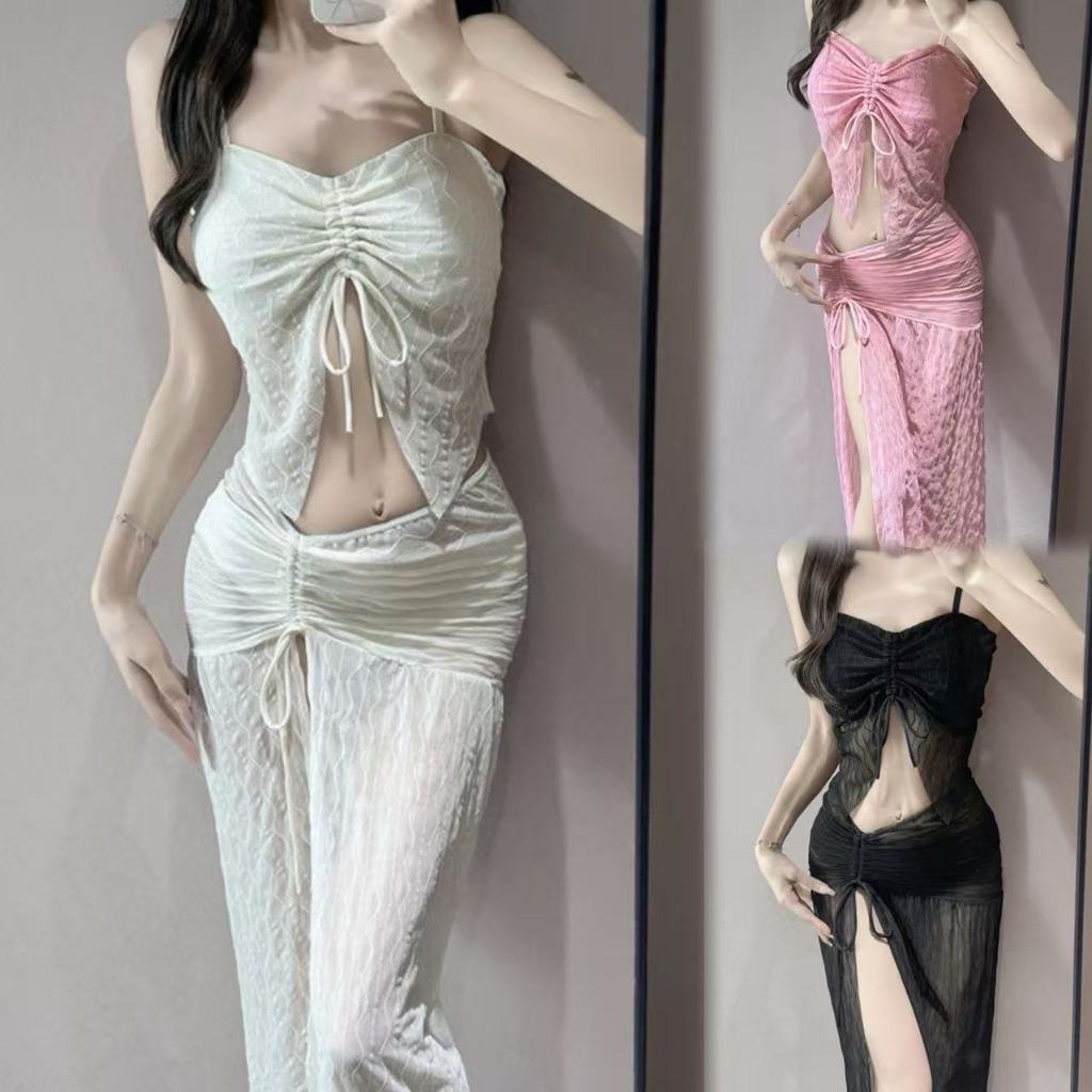 🌸Swift Bra🌸ชุดบิกินี่ 3 ชิ้น ชุดว่ายน้ำกระโปรง เสื้อสายเดี่ยว กระโปรงยาว ลายพิมพ์ รุ่นใหม่ beachwear