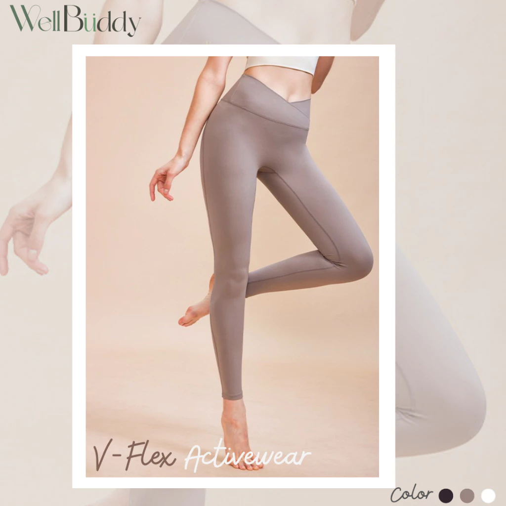 WellBuddy V-Flex เลกกิ้งออกกำลังกาย กางเกงเลกกิ้ง กางเกงโยคะ เอวทรงวี พรางหุ่น (V-Flex Leggings)