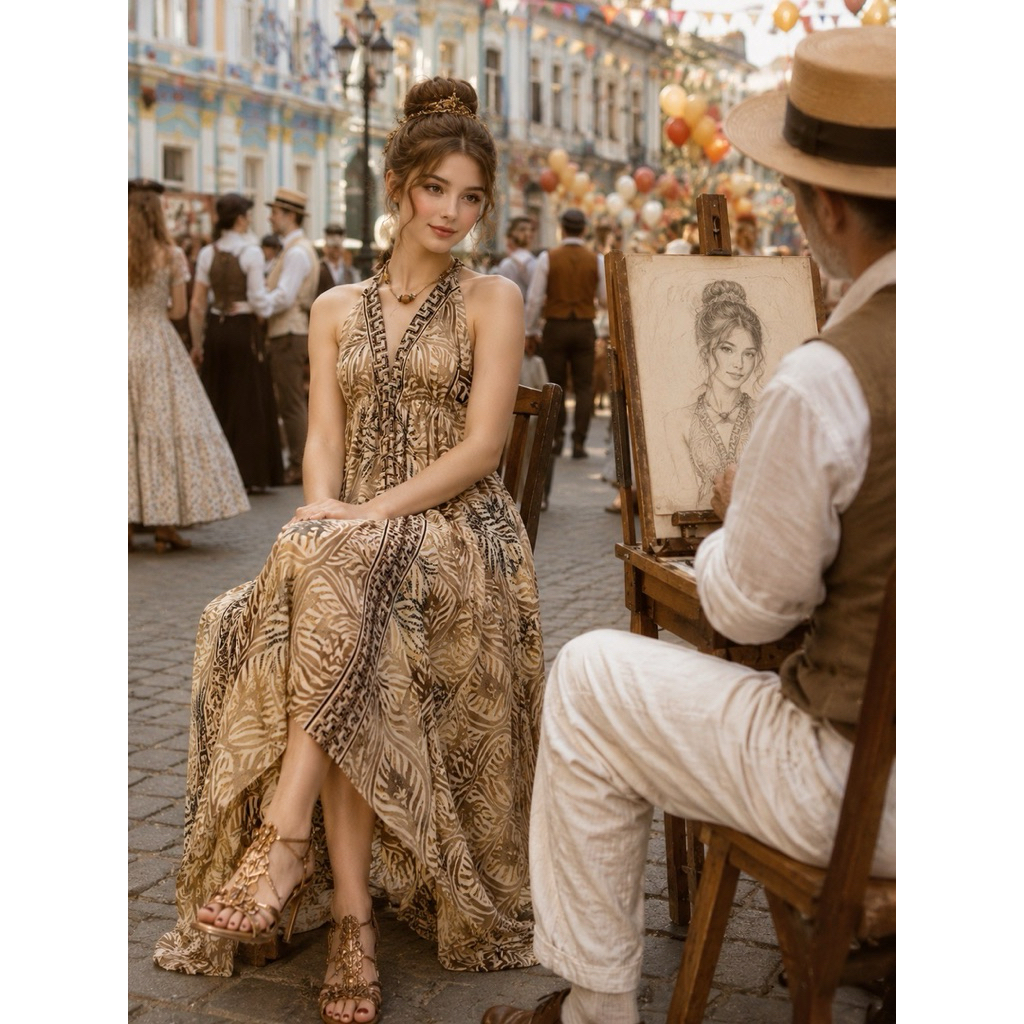 Maxi Dress เดรสยาว เดรสชายหยัก ผ้าไหมอินเดีย โบฮีเมียน ชุดใส่ไปทะเล