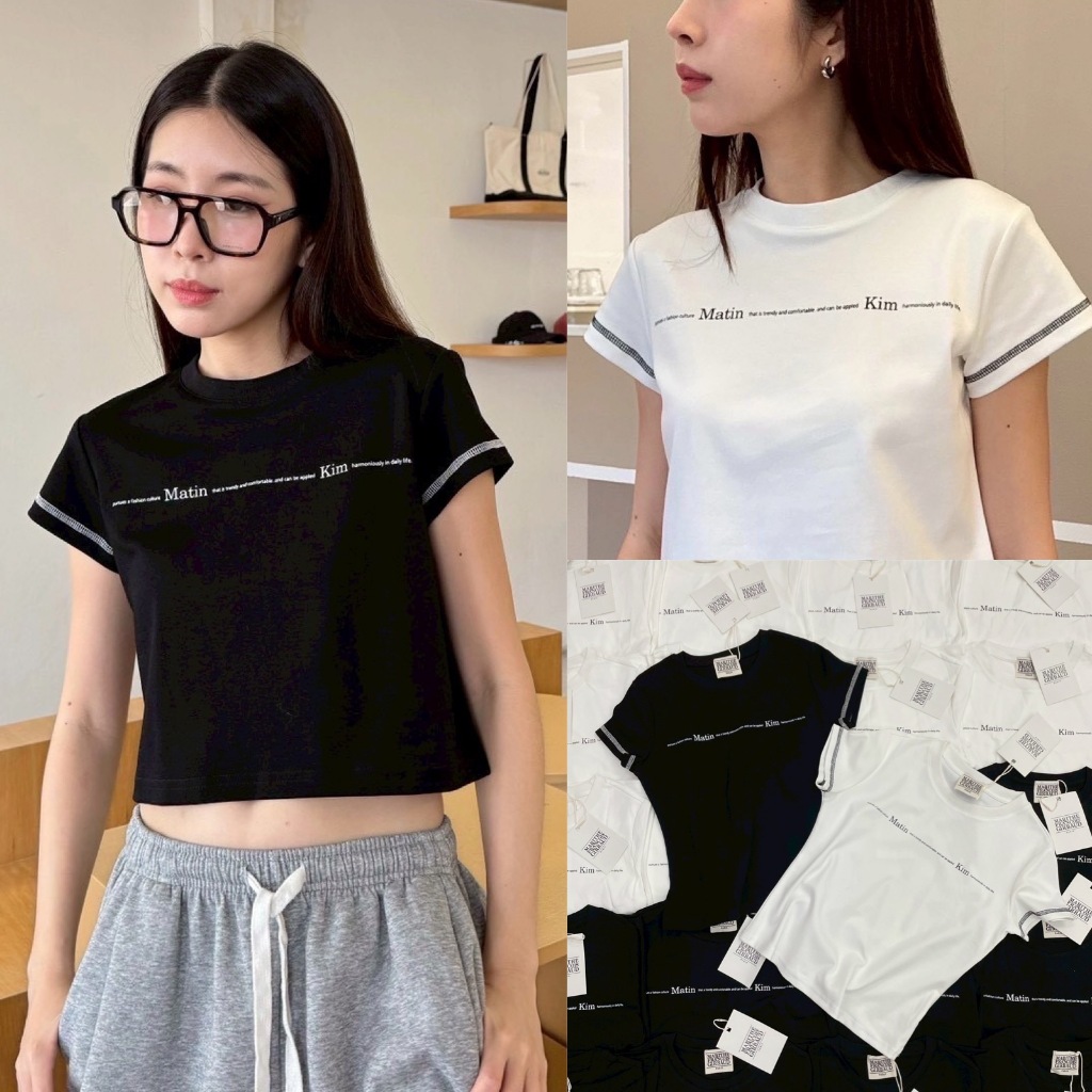 🍊 VL 5268 เสื้อยืด แต่งลายเย็บ ทรงพอดี งานสวยผ้าดี
