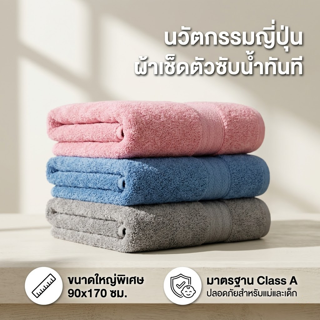 DS ผ้าเช็ดตัว ผ้าเช็ดผม  ลดสิว​ ซับน้ำดีขนไม่หลุด เนื้อนุ่ม ต้านจุลินทรีย์ นุ่มและดูดซับ