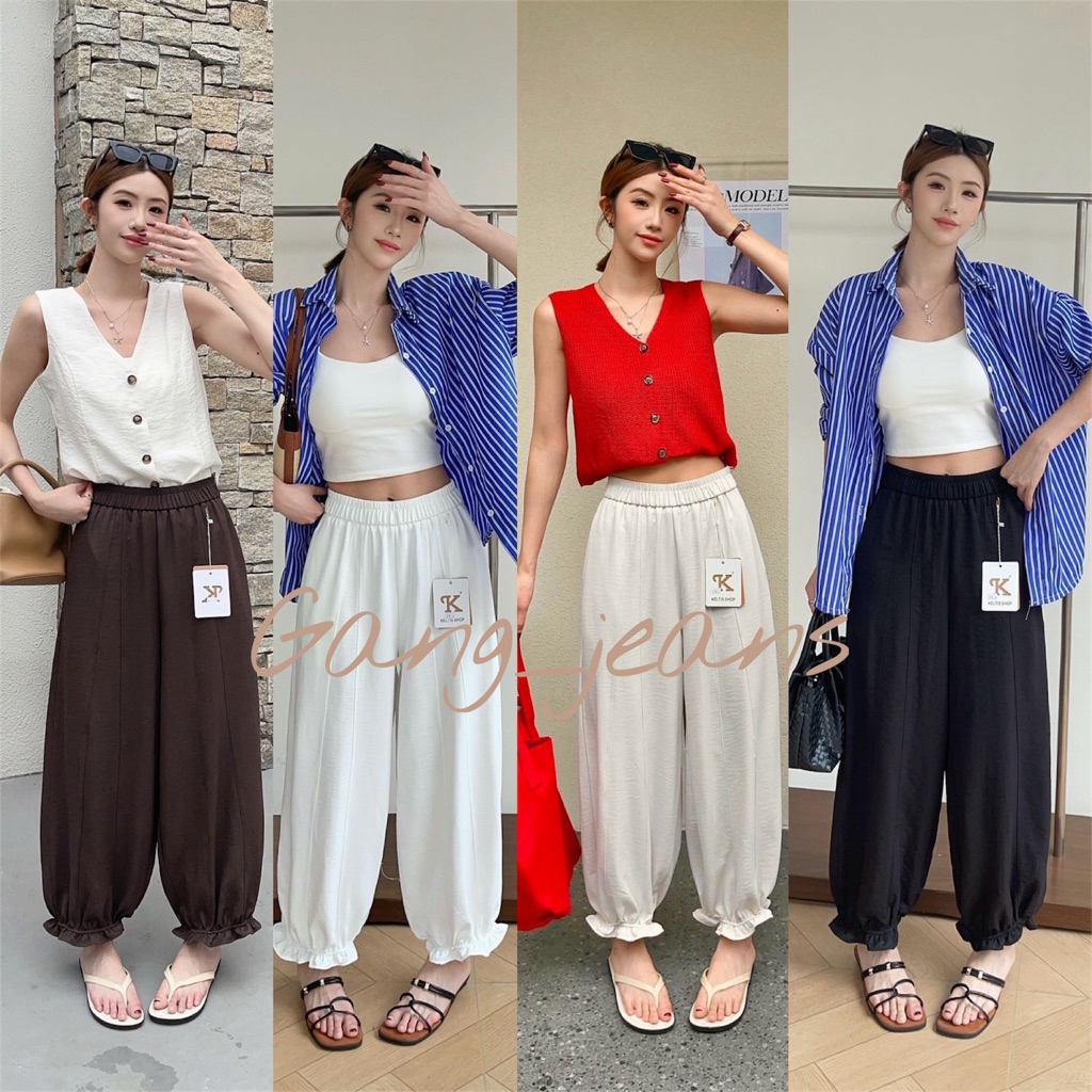 Gang_jeans#216(K)กางเกงขายาว จินนี่ เอวเรียบ ฟรีไซส์