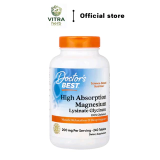 [ของแท้] Doctor's Best Magnesium Glycinate 200 mg ดูแลคุณภาพการนอนหลับ ช่วยผ่อนคลายกล้ามเนื้อ
