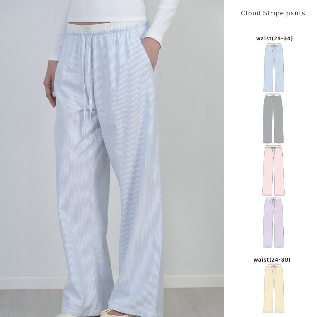 Arka.bkk Cloud Stripe Pants กางเกงขายาวลายทาง เนื้อผ้าเบาสบาย Freesize