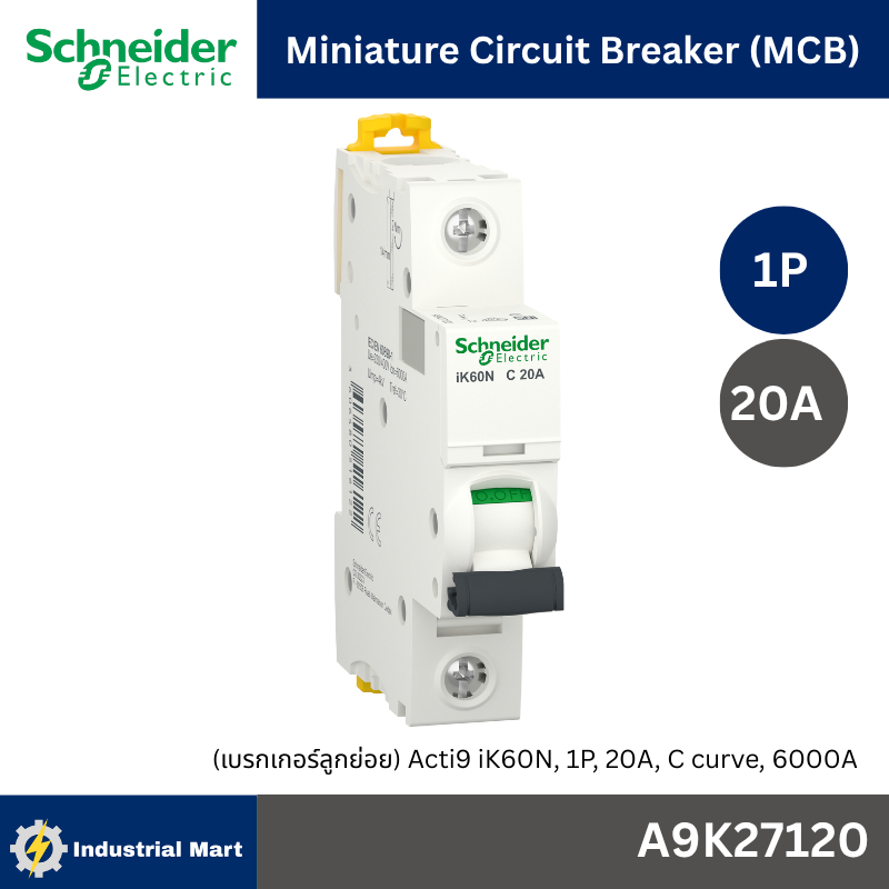 Schneider Electric - A9K27120 Miniature Circuit-Breaker, Acti9 iK60N,1P 20A,C Curve