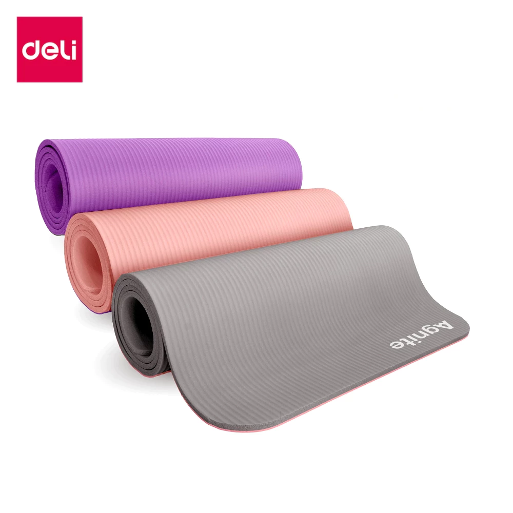 Deli เสื่อโยคะ NBR 6-10mm กันลื่น กันน้ำ พร้อมของขวัญฟรี