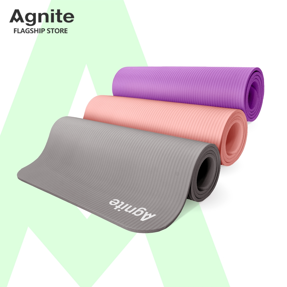 [ของขวัญฟรี] Agnite เสื่อโยคะ เสื่อออกกำลังกาย แผ่นรองโยคะ เบาะพื้นกันลื่น พกพาง่ายหนาพิเศษ Yoga Mat