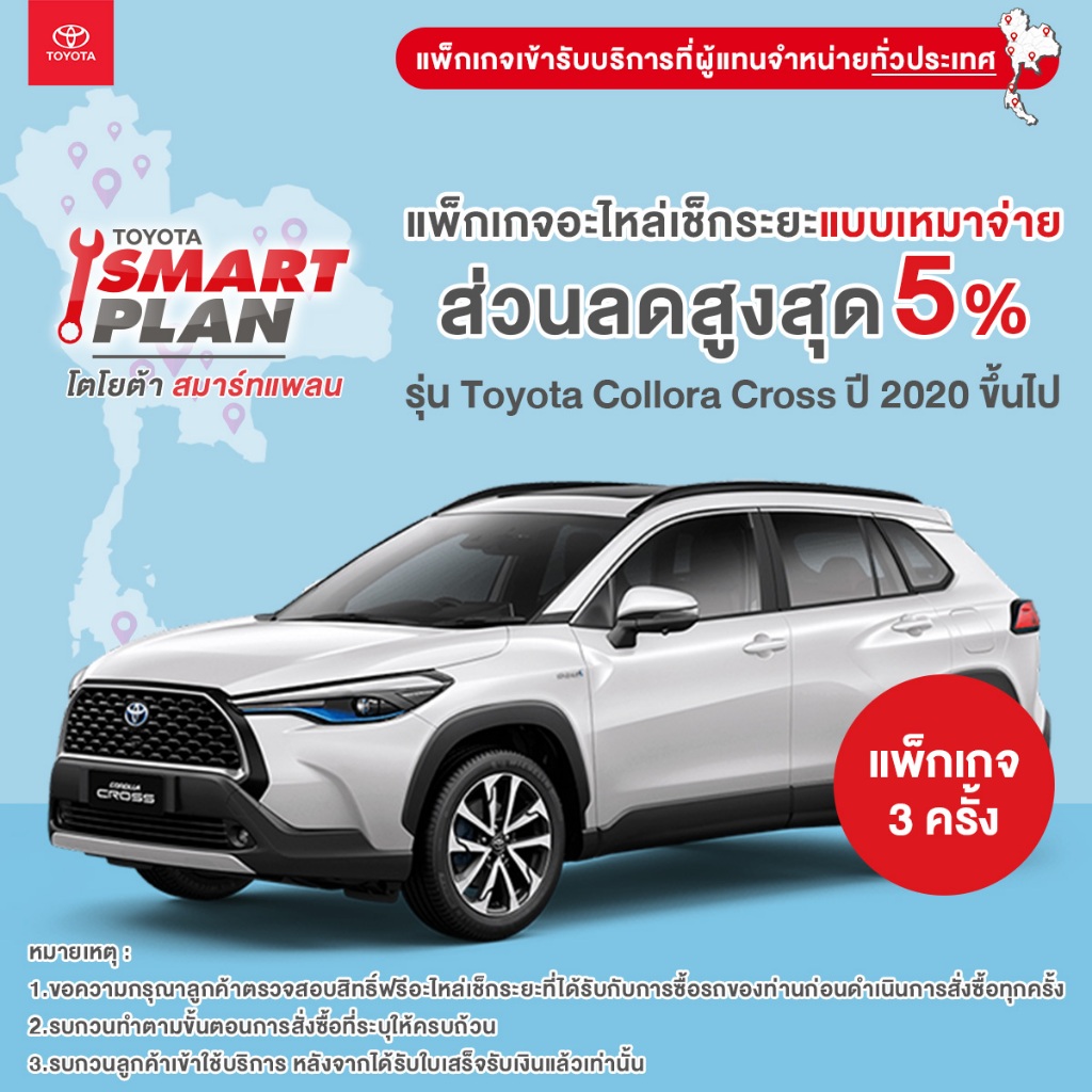 TOYOTA Smart Plan แพ็กเกจอะไหล่เช็กระยะแบบเหมาจ่าย รุ่น Toyota Corolla Cross ปี 2020 ขึ้นไป