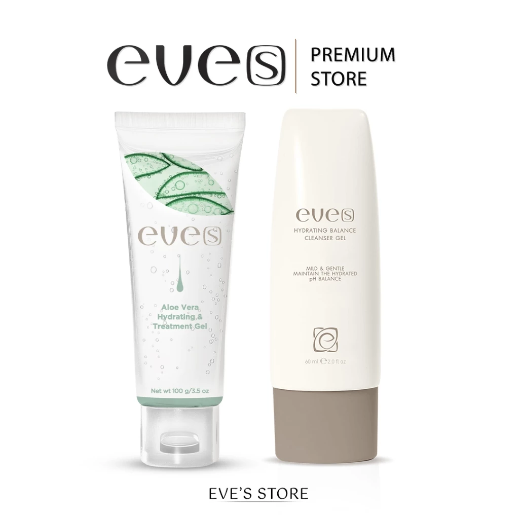 EVES อีฟส์ เซ็ตปลอบประโลมผิว เจลล้างหน้า ลดสิว เจลพักผิว อโลเวร่า ผิวกระจ่างใส ลดภาระผิว ลดการเกิดสิว