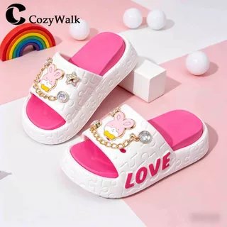 รองเท้าแตะเด็กผู้หญิง วัสดุ EVA น้ำหนักเบา ตกแต่งลายหมีน่ารัก พื้นนุ่ม กันลื่น ทนทาน ใส่สบาย เหมาะสำหรับใส่ไปโรงเรียน