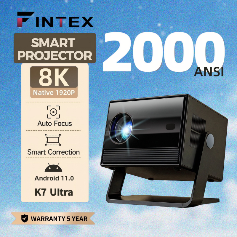 FINTEX K7 Ultra 8K 2000ANSI 30000Lumens AutoFocus โปรเจคเตอร์หมุนได้ เชื่อมต่อ wifi bluetooth androi