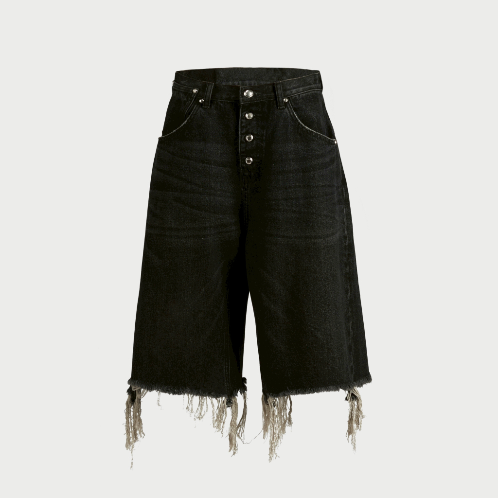 FUXURY Ghost Pocket Charcoal Faded Short Jeans