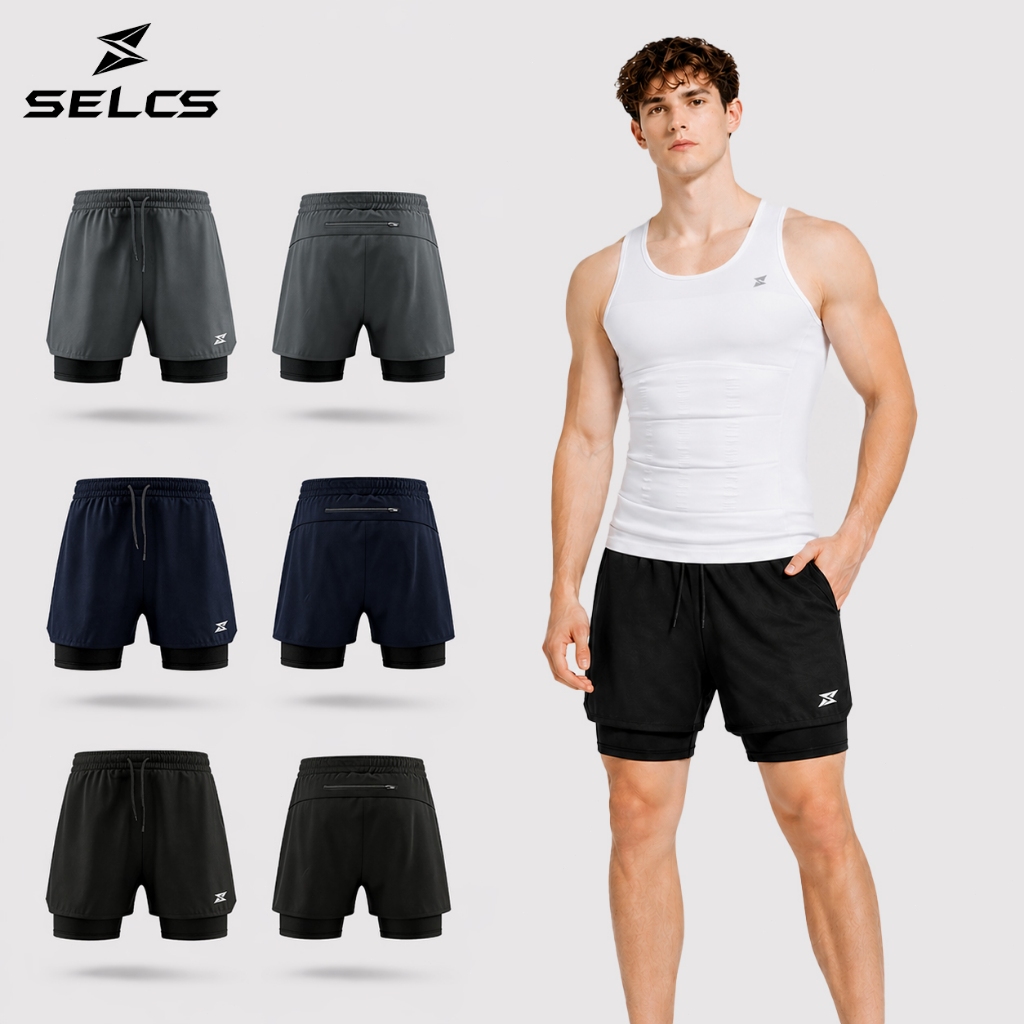 SELCS Sportswear กางเกงกีฬาขาสั้น สำหรับผู้ชาย, เหมาะสำหรับการวิ่ง, วิ่งมาราธอน, ฟิตเนส, บาสเก็ตบอล