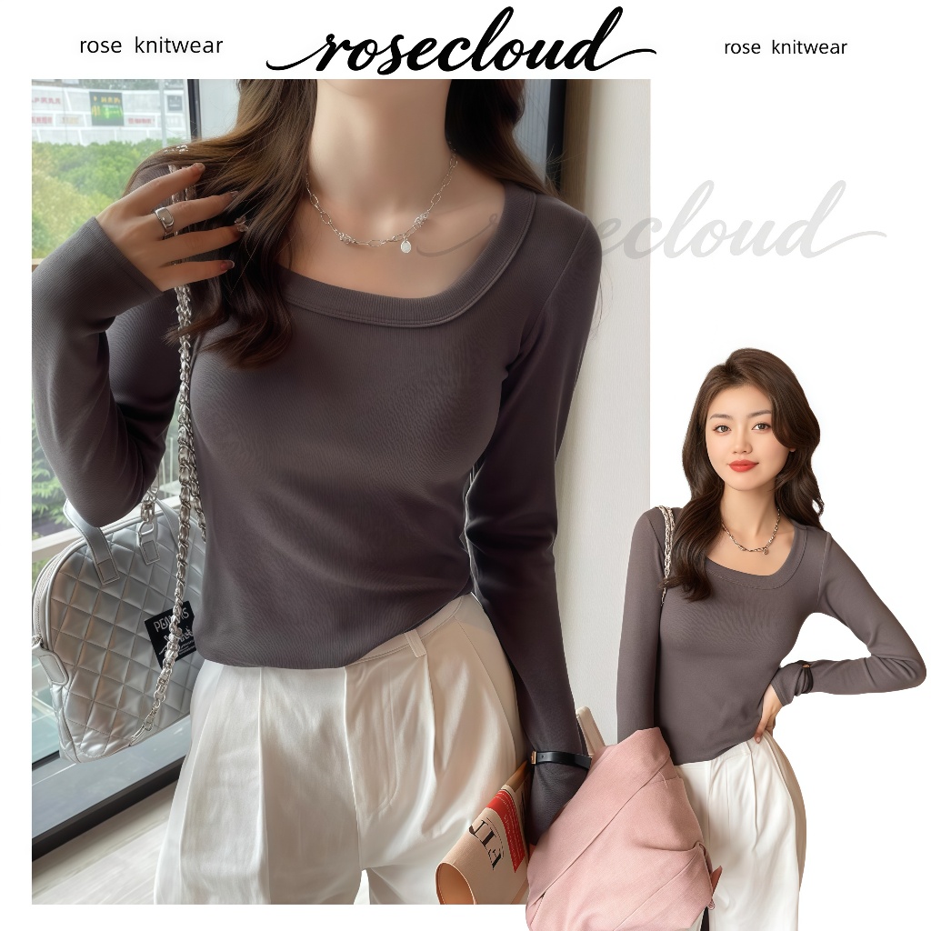 rosecloud เสื้อสเวตเตอร์ถักสำหรับผู้หญิงรุ่นใหม่ สไตล์เกาหลี เนื้อผ้านุ่ม สวมใส่สบาย คุณภาพสูง จัดส่งจาก Mangu7531