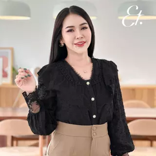 Everything2019 - เสื้อคอวีระบายลูกไม้แขนยาว ลูกไม้ทั้งตัวมีซับใน ใส่งานบุุญสวยมาก (6214)