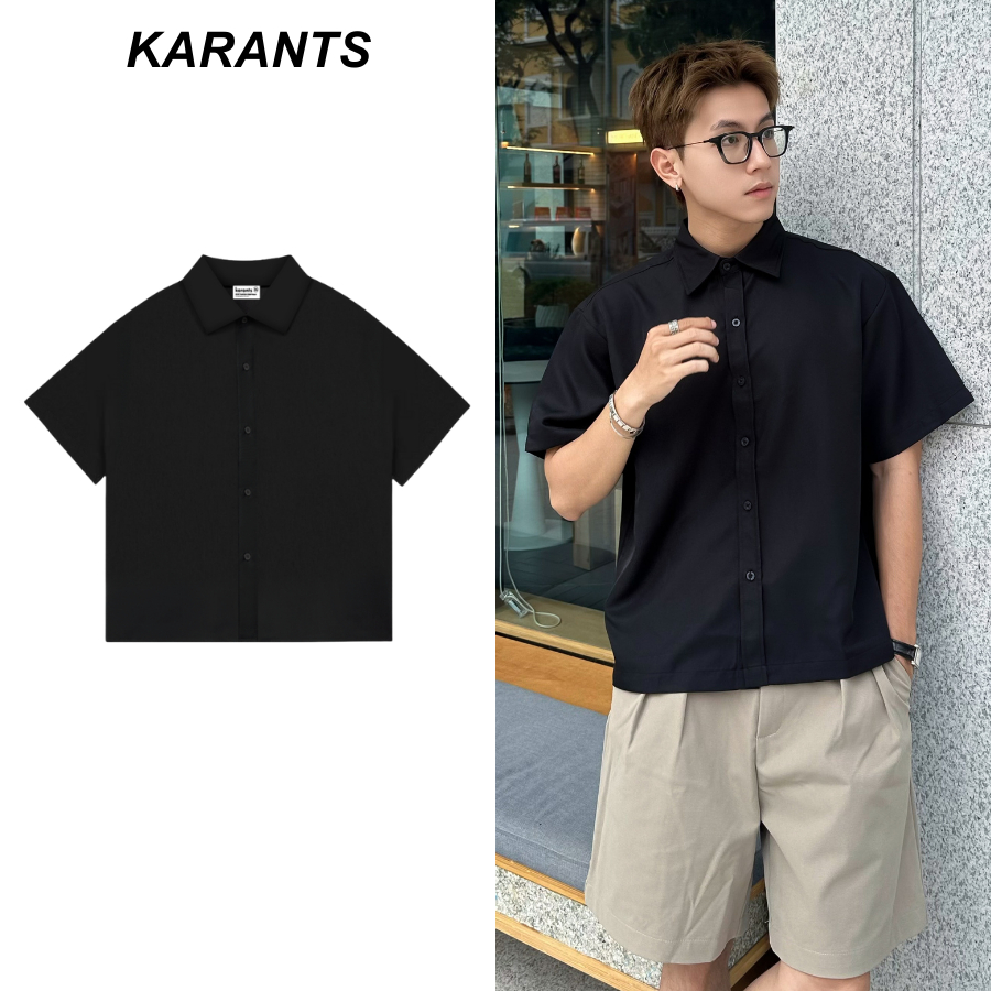 Karants Cropped Boxy เสื้อเชิ้ตผ้าฝ้ายเนื้อนุ่ม ระบายอากาศได้ดี สำหรับผู้ชายและผู้หญิง Unisex - KR219
