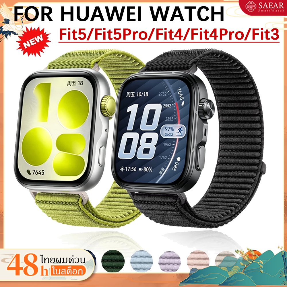 ายนาฬิกาไนลอน For Huawei Watch Fit 5/Fit5Pro/Fit4/Fit4Pro Smartwatch ถักสบายหายใจนาฬิกาสายรัด Huawei Watch Fit 3 4 5 สาย