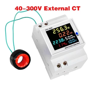 6in1 เครื่องวัดพลังงานไฟฟ้า หน้าจอสี 2P AC 220V 63A อเนกประสงค์ APP ควบคุม D52-2066