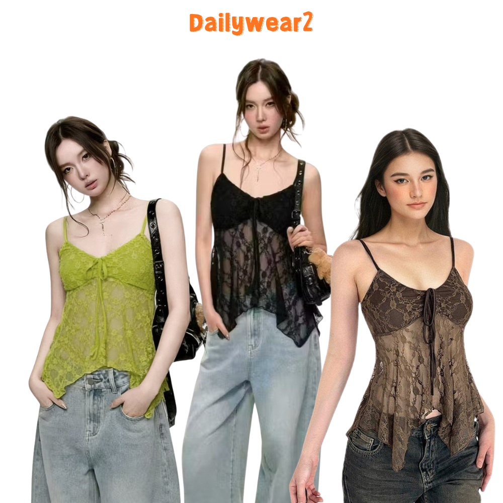Dailywear พร้อมส่ง ✨เสื้อกั๊กผ้าลูกไม้สไตล์เรโทรสุดเซ็กซี่นี้เหมาะสำหรับฤดูร้อน สวมใส่ได้หลากหลายและมีสไตล์ มีให้เลือกหล