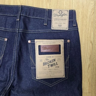 กางเกงยีนส์14Oz. Wrangler ผู้ชาย ผ้าดิบทอสลับ ทรงกระบอกGreensboro สียีนส์เข้ม รุ่น[MGEC01]