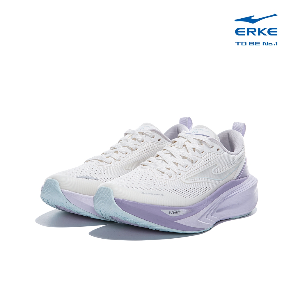 ERKE Women Running Shoes , L.White/Mist Purple ,12125203174-004